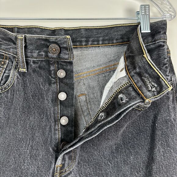 Levis 501 Jeans Mens 32X32 (30X29" ACTUAL) Black Button up Straight Leg Jean - Picture 6 of 9